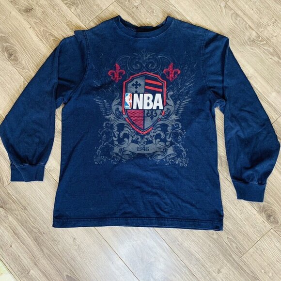Vintage NBA Sweatshirt Youth XL Basketball Long Sleeve Blue NBA Elevation - Picture 1 of 13